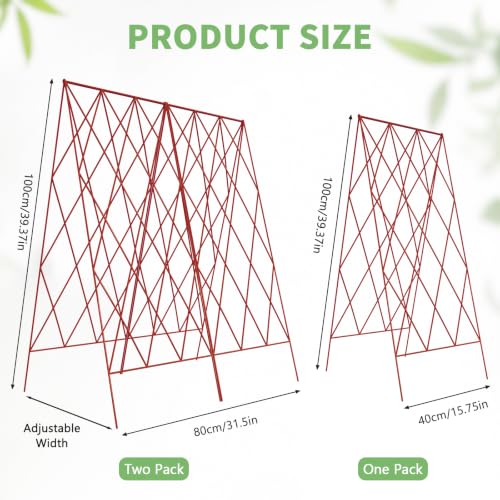 DoCred 39.4" H Cucumber Trellis, 2 Pack Foldable A Frame Garden Trellis - color: Steel Red, size: 39.4" H (Standard)