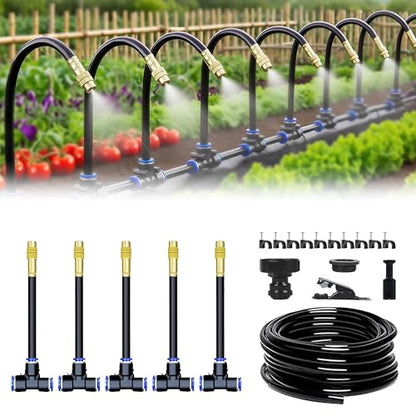 360° Adjustable Drip Irrigation System - 17FT Garden Watering System with 5 Nozzles, Garden Irrigation System, Greenhouse Accessories, Atomizing System for Yard, Lawn, Plants, 5/16 inch Hose - size: 17FT with 5 Nozzles