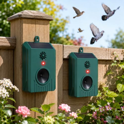 2 Pack Ultrasonic Bird Repellent Devices Outdoor Pigeon&Geese Deterrent