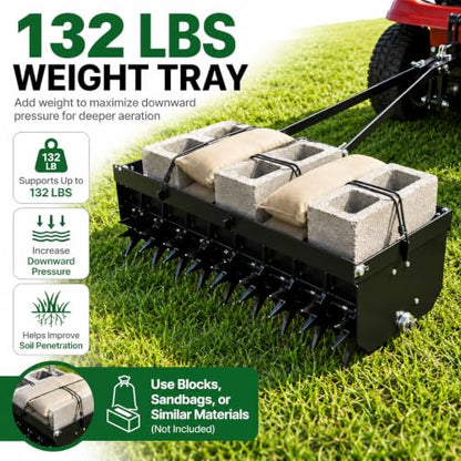 31-Inch Tow Behind Aerator for Lawn Tractors, ATVs, Yard and Garden
