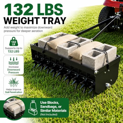 31-Inch Tow Behind Aerator for Lawn Tractors, ATVs, Yard and Garden