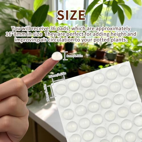 36pcs Pot Feet Risers, Invisible Pot Feet Self-Adhesive Rubber Dot Succulent Pots Feet Risers Non-Slip Waterproof, Adhesive Pad for Indoor/Outdoor Flower Pots