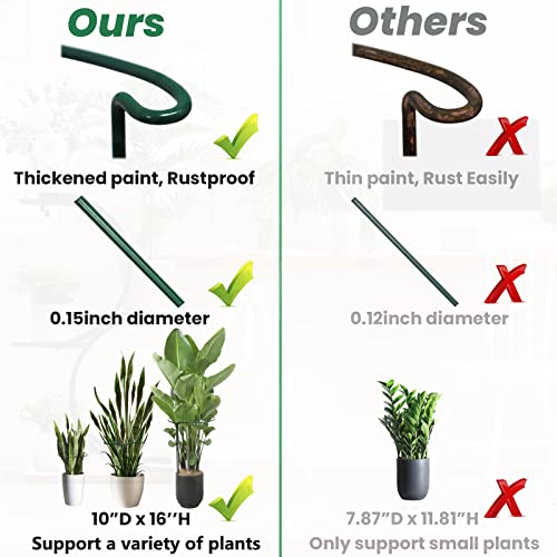 6-Pack Snake Plant Support Stakes, Half-Round Peony Cages and Supports, Green Plant Support Ring - Sturdy and Durable for Indoor and Outdoor Potted Plants, Such as Amaryllis, Peony, Hydrangea - size: 16x10in