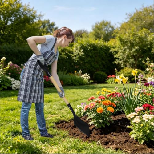 KOLEIYA Flat Shovel,Transfer Shovel with D Handel and Heavy Duty Square Head for Landscaping,Gardening,Construction,Snow Shoveling and Yard Work,41-Inch,Metal+Wooden - style: Flat Shovel
