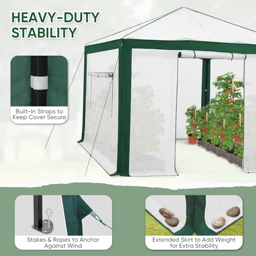 EAGLE PEAK 10x10 Walk in Pop Up Greenhouse, Green/White - color: Green/White, size: 10x10