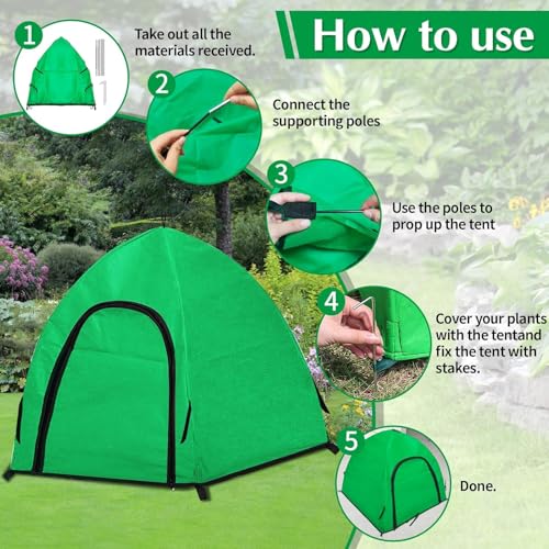 2 Pcs Winter Large Plant Covers Freeze Protection with 8 Stakes, 24.4 x24.4 x22.4inch Warm Plant Protection Tent Foldable with Zipper Door, Plant Snow Ice Covers Protecting Fruit Tree Potted Plants