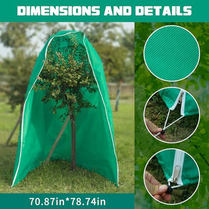 5.9 X 4.6Ft Plant Freeze Protection Cover, Plant Covers for Winter Outdoor Plants with Drawstring and Zipper, Winter Plant Covers Freeze Pprotection for Protect Trees Shrubs from Cold Frost(Green) - color: green-180