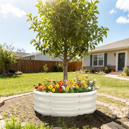 12 Inch Tall 36 Inch Diameter Round White Raised Garden Bed Kits Outdoor - color: Cream White, size: 36 Dia X 12 inches