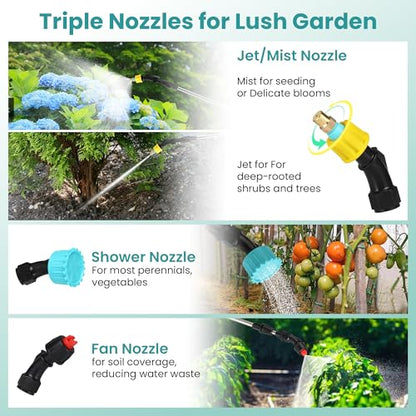Electric Garden Sprayer 1.6 Gallon - Battery Powered Weed Sprayer Wtih 3 Nozzles, Backpack Sprayer in Lawn and Garden, Pump Sprayer for Gardening, Watering & Spring Planting