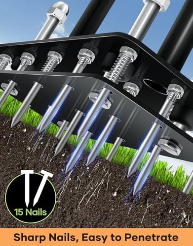 Sakerplus Aerator Lawn Tool, Hand Metal Spike Lawn Aerator (Black Handle) - color: Black Handle