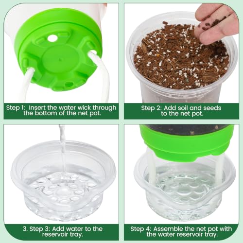 MIXC Self Watering Nursery Plant Pots with Silicone Base, 4-Inch, 12-Pack - color: Green, size: 4 Inch-12Pcs