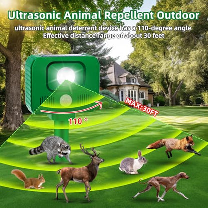 4 Pack Sonic Fortress Pro Deer Repellent Devices Solar Animal Repeller