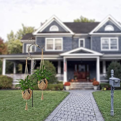 Macrame Plant Hangers Jute Crochet Plant Hanger Indoor with 2 Hooks Hanging Planter Basket Flower Pots Holder for Boho Home Décor 2Pcs