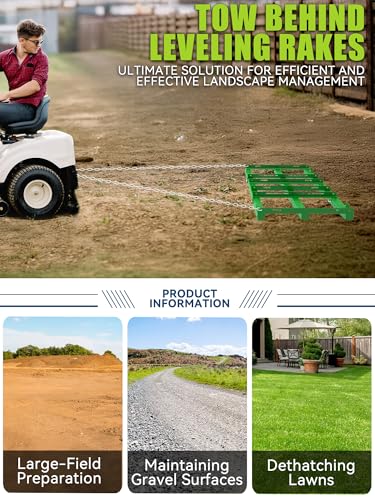 4ft Heavy Duty Drag Harrow for ATV, UTV, Tractor - Adjustable Tow Behind Leveling Rake with Weight Tray for Driveway Grader, Lawn, Field, Pasture, Food Plot Maintenance, Green(48 inch) - size: 4 ft