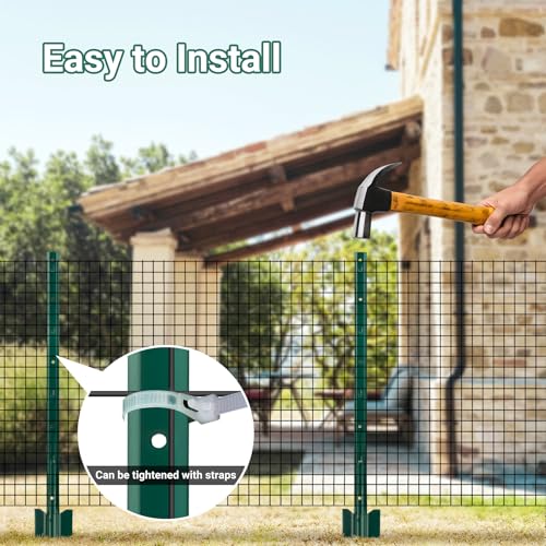 Metal Fence Posts 3 FT, Pack of 16 Green Heavy Duty U Posts - color: Green, size: 3FT-16Pack