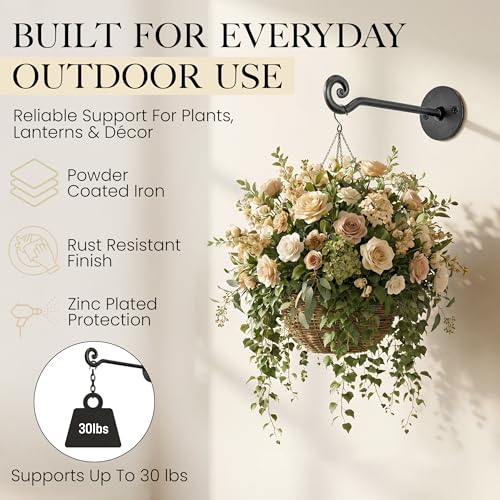 RTZEN Plant Hangers Outdoor or Indoor Heavy Duty Wall Bracket Hooks - size: 7.5 Inch, style: Swirl Hooks
