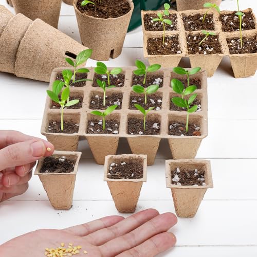 Doter 10 Packs Seedling Starter Trays 120 Cells, Biodegradable Seed Germination Trays Plant Starter Peat Pots for Seedlings