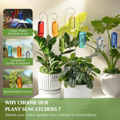 7 Pack Crystal Prisms Suncatcher Plant Stake for Indoor Window Sun Catchers - color: 7 Pack Colorful