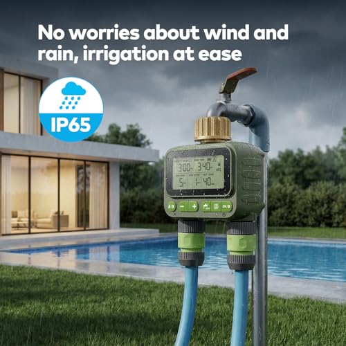 Remote Control Water Timer,2 Zone Sprinkler Timer Brass Inlet for Garden Hose