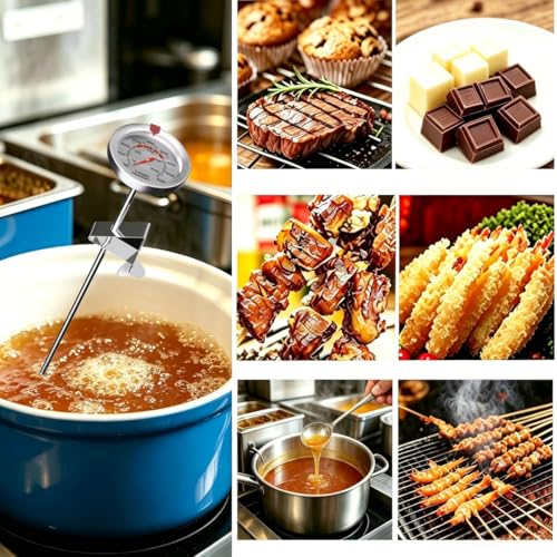 Candy Thermometer and Deep Fry Thermometer with 2 Inch Large Dial, 9 Inch Stainless Steel Probe – Temperature Guide for Candy Making, Frying, Confectionery, Dessert, Chocolate, Jam, and BBQ - size: Candy Thermometer-9 Inch