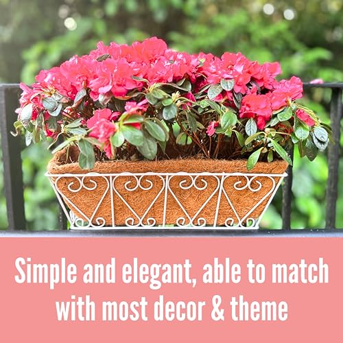 LaLaGreen White Wall Planter (16 in, 2 Pack) Coco Liner Flower Box Holder - size: 16" (41cm)x2 Pack