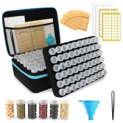 120 Slots Seed Storage Organizer with 25 Envelopes Portable Sturdy Seeds Container Box Airtight Garden Seed Saver Saving Kit (medium-120 Slots) - size: medium-120 Slots