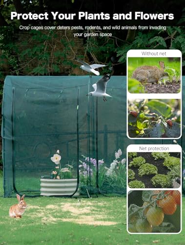 Poray Large 12.3X4FT Tunnel Plant Netting Cover,6FT Tall Crop Cage Tomato Netting for Vegetables&Fruits,Durable Gardening Net for Plant and Animals - style: 147*49*72inches Tunnel