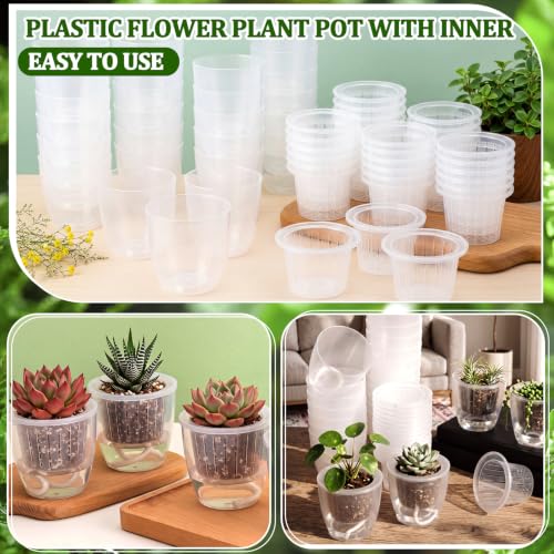 Self Watering Plant Pots, 3.5'', Transparent, 72 Pcs - color: Transparent, size: 3.5''