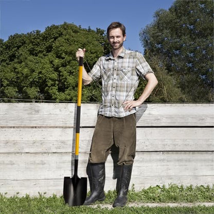 VNIMTI Heavy Duty Gardening Shovel, 56 Inch Round Blade with Fiberglass Handle (Yellow) - color: Yellow