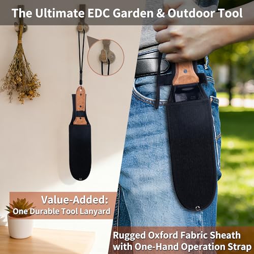 YANG Hori Hori Garden Knife, 7 Inch Garden Tools with Oxford Cloth Sheath - color: Spear-Point Garden Knife