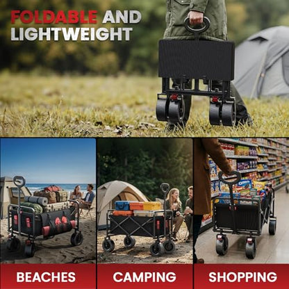 200L Wagon Carts Foldable, 7.48" All-Terrain Wheels Beach Cart