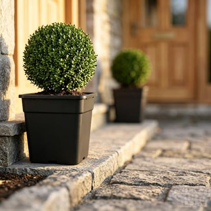 MOUYAT 6 Pack 10 Gallon Large Square Nursery Pots, 14 x 14 Inch Plastic Garden Planter for Planting Flowers, Black - color: Black, size: 6 Pack 10 Gallon