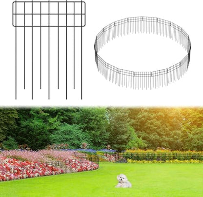 Garden Fence 26.7 FT x 17" H, Decorative Metal Border for Flower Beds - size: 26 Square Panels-26.7ft(L)x12.32"(W)