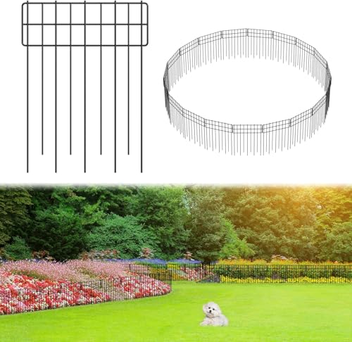 Garden Fence 26.7 FT x 17" H, Decorative Metal Border for Flower Beds - size: 26 Square Panels-26.7ft(L)x12.32"(W)