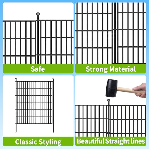 Toolterritary 10 Panels No Dig Garden Fence, 32 in(H) X24.2 ft(L) Metal Fence Panels, Thickened Rustproof Garden Fencing, Animal Barrier Fence for Dogs, Rabbits, and Patio - size: 32 in(H)×29in(L)