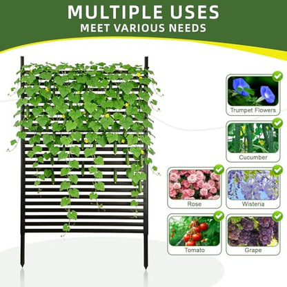 Metal Garden Trellis for Climbing Plants, 59 Inch Tall Fence Plant Support for Flower and Vegetable (35.5" W x 59" H)