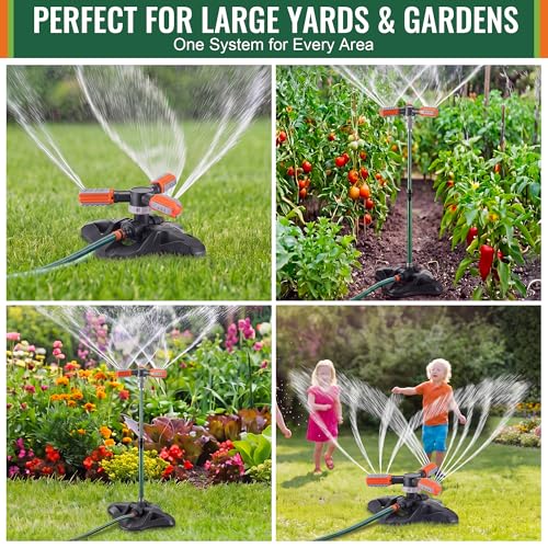 Metal Lawn Sprinkler for Yard with Adjustable Extension Risers