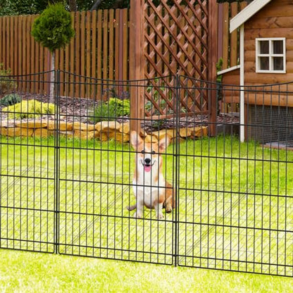 INJOPEXI Decorative Garden Fence 6 Panels 13ft(L)×36in(H) Garden Fences with 6 Panels Rustproof Metal Wire No Dig Temporary Animal Barrier Fencing Outdoor Dog Fence for Yard Patio - Without Gate - size: 6 Panels 13ft(L)-36"(H) - Without Gate