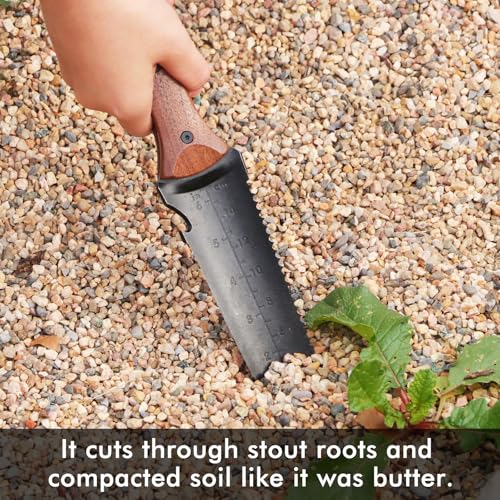 Restmo Hori-Hori Knife, Weeding, Planting, Depth Gauge, Brown - size: Hori Hori Garden Knife(Sharp Tip with Depth Gauge）