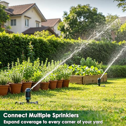 FANHAO Gear Drive Sprinkler with Metal Base, Adjustable Lawn Sprinkler