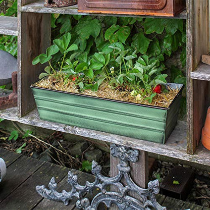 Achla Designs Galvanized Window Flower Box Planter-Green-Small (22" L x 6" W x 5" H) - color: Green, size: Small