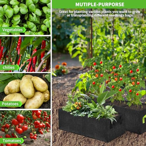 3 Pcs Plant Grow Bags Breathable Square Fabric Raised Garden Bed 9.5 Gal - size: 60x30x20cm-3 Pack