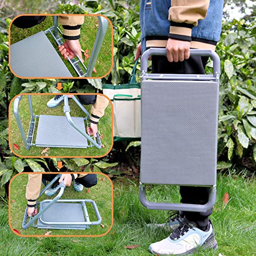 BDL Garden Cart Outdoor Rolling Garden Workseat with Wheels, Heavy Duty Garden Tool Cart with Extendable Handle and Storage for Seniors Yard Gardening Work - size: Upgrade Kneeler