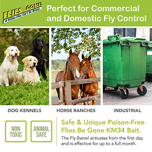 Flies Be Gone Fly Trap - Disposable Protein-Powered Attractant Fly Catcher - Made in USA - Natural Bait Trap for Patios, Ranches; Easy to Use Outdoor Trap, Keeps Flies from Coming Indoors.