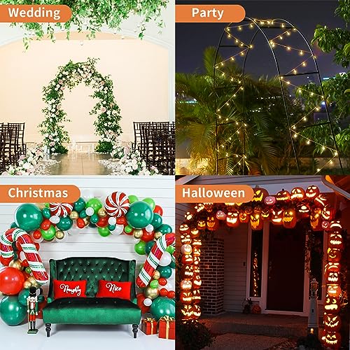 Mr.Ton Garden Arch Trellis for Climbing Plants Outdoor, Metal 7.8ft Arch Archway, Raised Garden Bed Arches, Wedding Arch, Green - color: Green