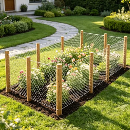 Miuwauer Chicken Wire Chicken Wire 13.7 in x 237 in Poultry Wire Netting Hexagonal Galvanized Mesh Garden Fence Barrier for Pet Rabbit Chicken Fencing with 100 Pcs Cable Zip Ties - color: Silver, size: 13.7"x237"+100Ties