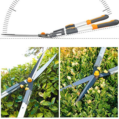 AIRAJ Telescopic Hedge Clippers & Shears,Extendable Hedge Clippers Heavy Duty,7.5" Sharp Pruning Shears,Garden Trimmers,Hand Loppers,Grass Clippers Shears Set,for Trimming Borders,Boxwood,and Bushes