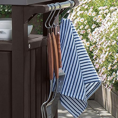 Keter Unity Outdoor Grill Prep Table & Serving Cart, 40 Gal, Brown