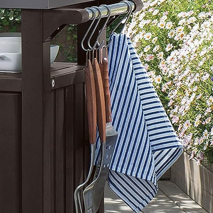 Keter Unity Outdoor Grill Prep Table & Serving Cart, 40 Gal, Brown