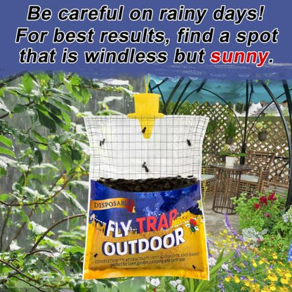4 Big Fly Bags Outdoor Traps Hanging for Patio - Pre-Baited, Disposable - size: 4 pack